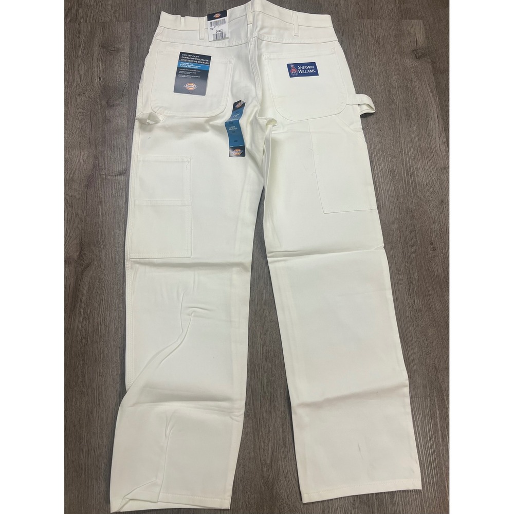 Dickies Sherwin Williams White Relaxed Fit Utility Painter Pants 34x32 New